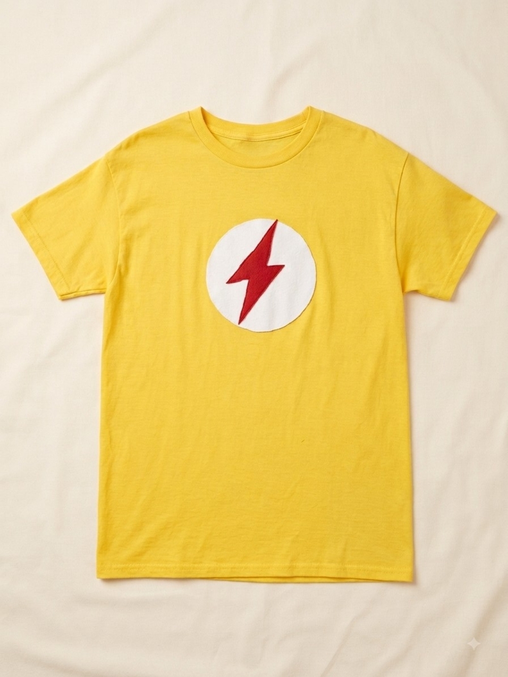 Yellow Short-Sleeve Tee with Red Lightning Patch